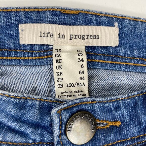 Forever 21 Distressed Jeans Low Rise Skinny Blue Life in Progress Womens Sz 25 - Picture 9 of 13